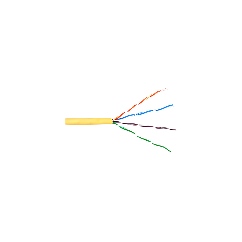 Bobina de Cable UTP Cat6 Riser / 305m (1000 pies) / Color Amarillo / UL CMR / Probado a 350 MHz / 23 AWG Cobre Sólido / -20°C a 75°C / CCTV, Datos, IP, RS485