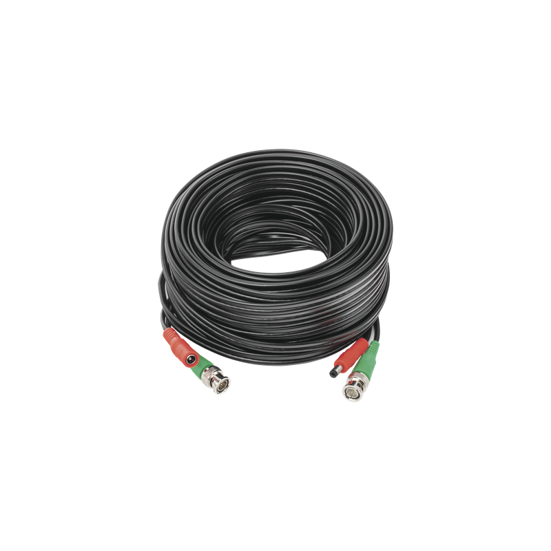 Cable Coaxial Siames / BNC RG59 + Alimentación / 20 m (65.62 pies) / 100% Cobre / 4K / Interior-Exterior