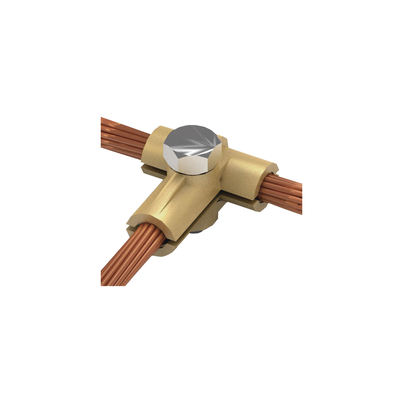 Conector tipo T de latón para diametro 50-70 mm2 cable (1/0-2/0 AWG)
