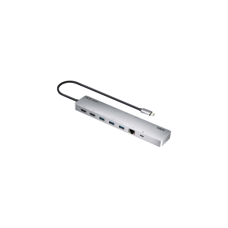 Dock Multipuerto USB-C | 11 en 1 | 8K Single o Dual 4K | PD 100W | USB 3.2 Gen 1 | Ethernet Gigabit | SD MicroSD | Aluminio