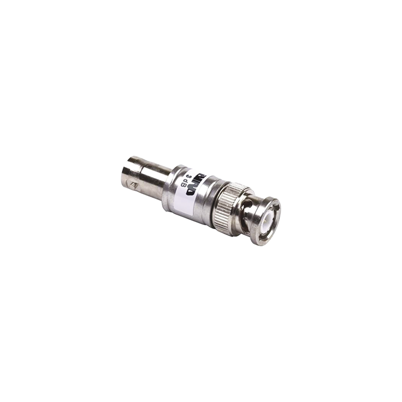 Atenuador en Línea de 3 dB, 2 Watt Máx., CD-4 GHz, Conectores BNC Macho-Hembra.