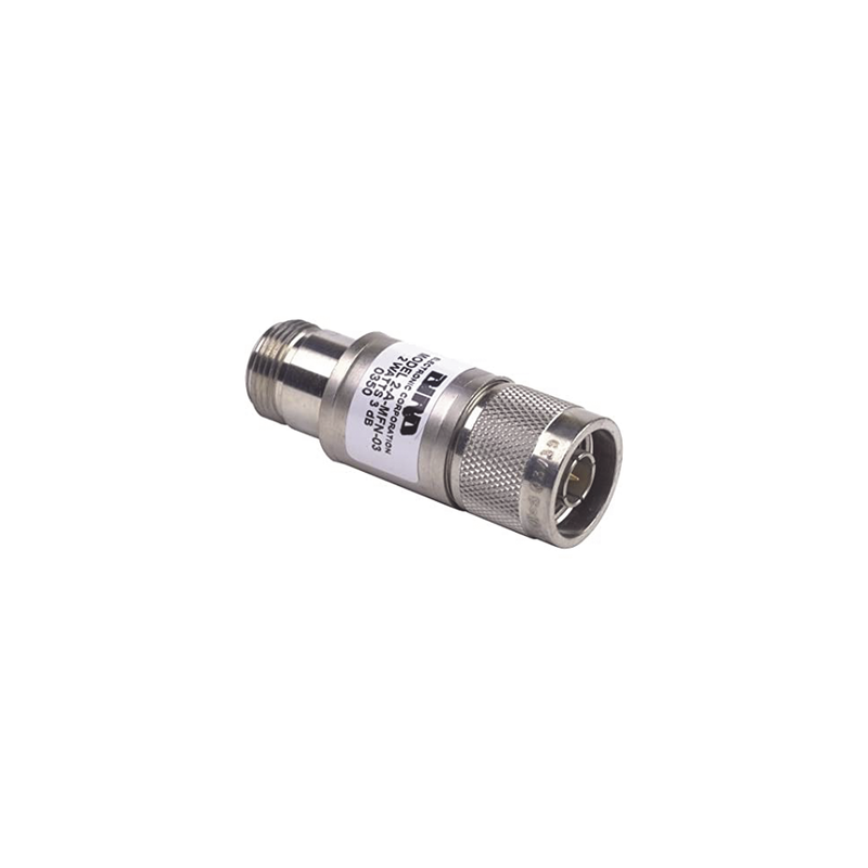 Atenuador en Línea de 6 dB, 2 Watt Máximo, CD-4 GHz, Conectores N Macho-Hembra.