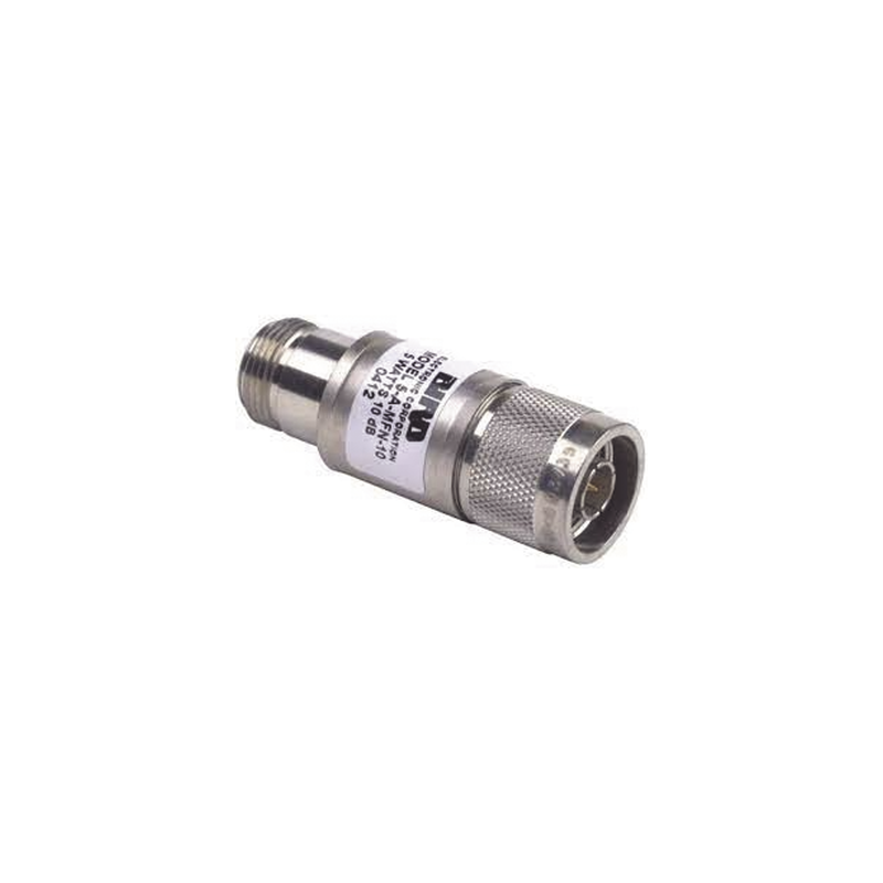 Atenuador en Línea de 10 dB, 5 W. Máximo, CD-4 GHz, Conectores N Macho-Hembra.