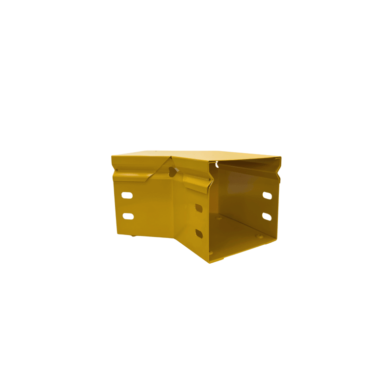CHFIBER CURVA HORIZONTAL A 45° DE ALUMINIO PERALTE 4" ANCHO 4" RADIO 8" CON RECUBRIMIENTO EN PINTURA EPÓXICA, INCLUYE TAPA , UN PAR DE COPLES Y TORNILLERÍA. 