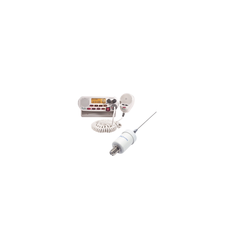 Kit de radio MRF45D | mas antena marina TX-1600-SYS. Incluye cable de 4.5 m con conectores PL-259 instalados y montaje en L