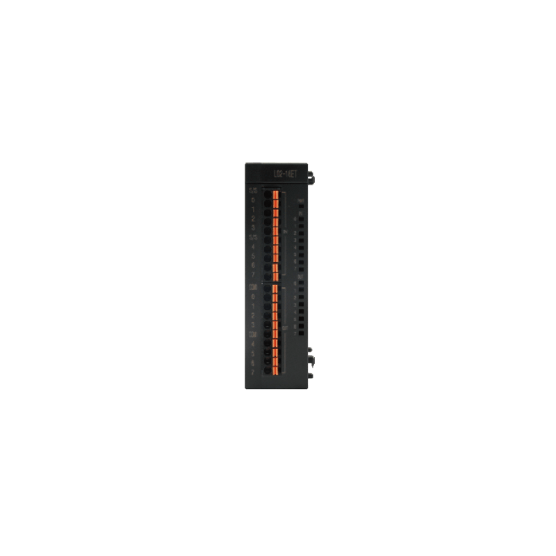 Módulo de Expansión Híbrido / 8 Entradas Digitales + 8 Salidas Transistor NPN / Alta Velocidad < 0.2 ms / Push-type / Riel DIN / Perfil Slim 25 mm (0.98 in)