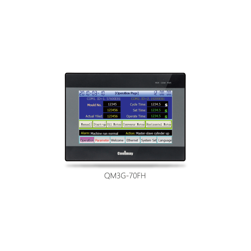 HMI Táctil Industrial de 7 Pulgadas / Pantalla 800x480 Píxeles / 12 Entradas Digitales / 12 Salidas Digitales / Relé / RS232 + RS485 / Compatible con TP Works y GX Works2 / Todo en Uno