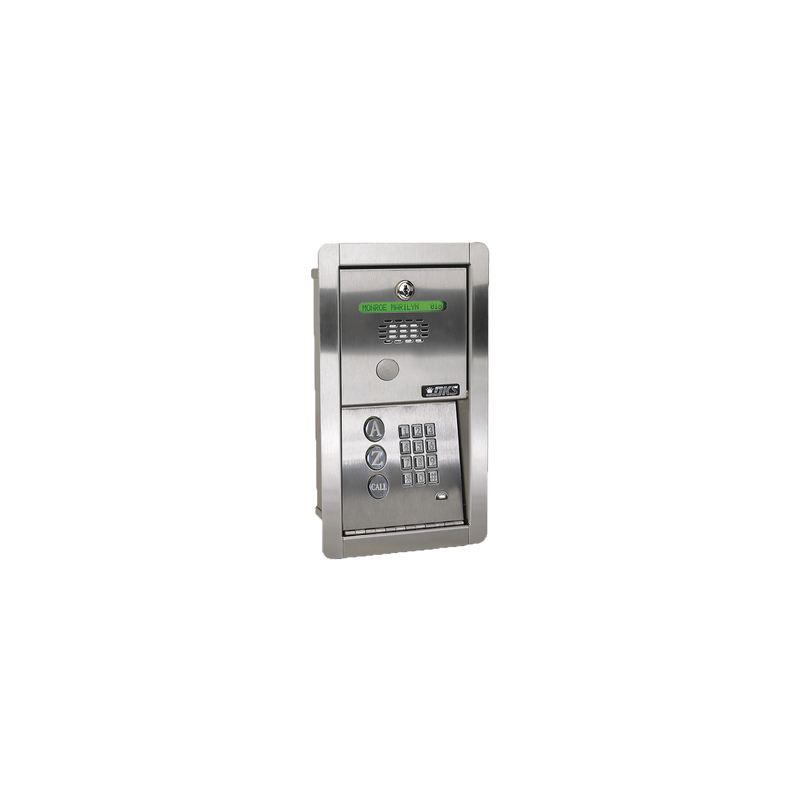 Audioportero Telefónico DKS Con Directorio / 100 Números Telefónicos / Control Para 2 Puertas / Gabinete Para Empotrar / Marcación a 16 Digitos / Linea análoga o digital 