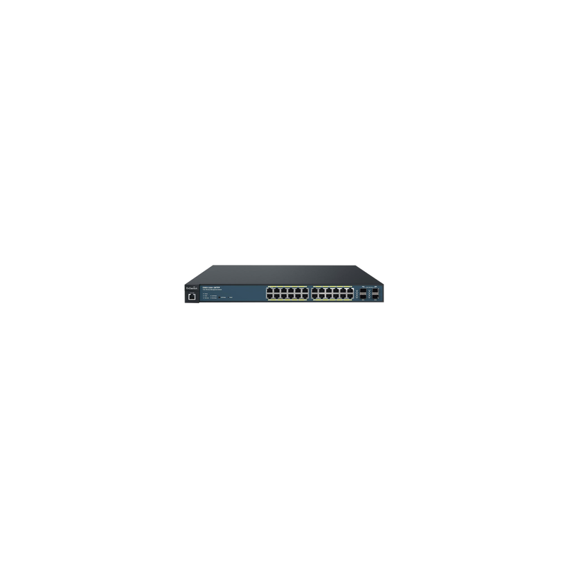 Switch PoE Administrable  de 24 Puertos Gigabit, 4 Puertos SFP, Soporta Hasta 410 W con Opción de Controlador para Serie Neutron y Enturbo. 