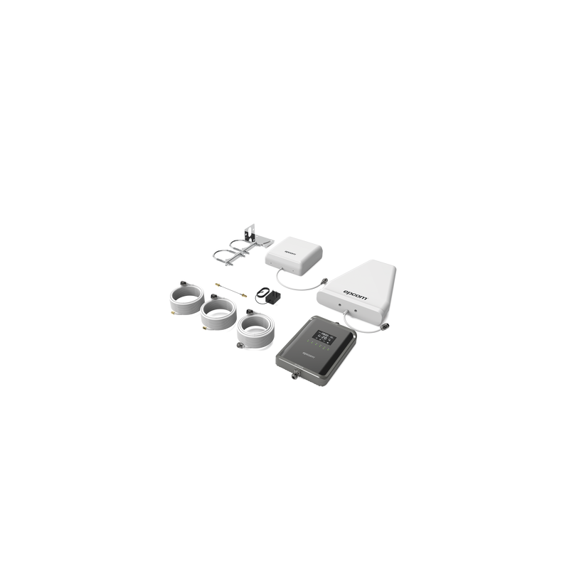 Kit Amplificador de Señal Celular 2G, 3G, 4G y 5G / Mejora llamadas convencionales y VoLTE / Amplifica señal de TELCEL, AT&T, MOVISTAR, BAIT,DiRi y más / Cubre hasta 300 m² con una antena y hasta 600 m² con 2 antenas.
