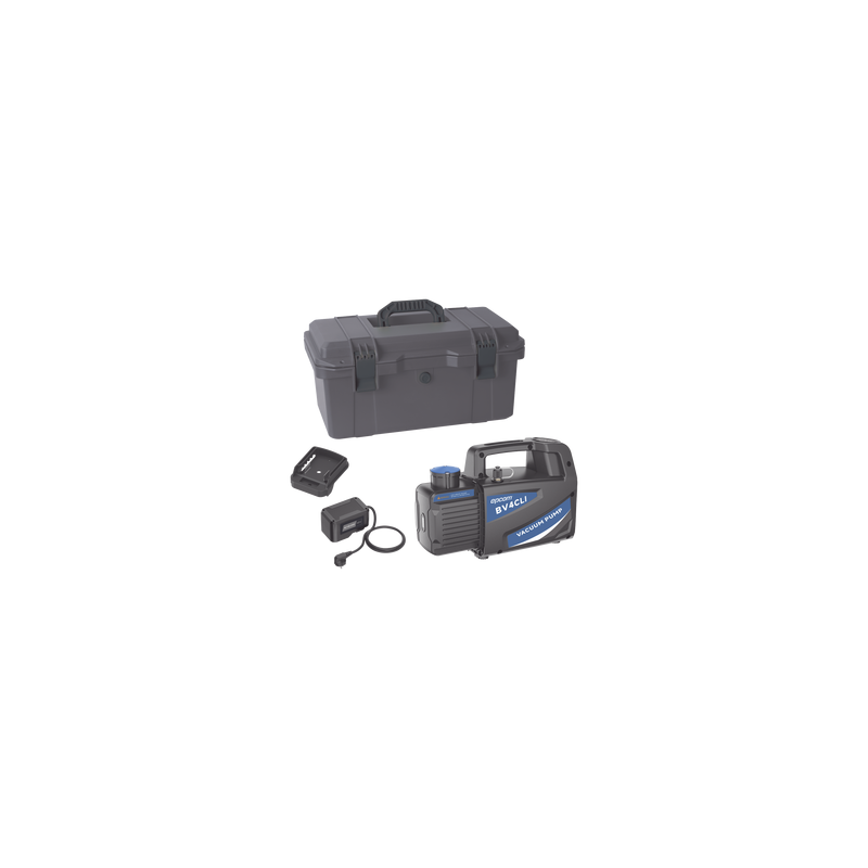 Bomba de Vacío Inalámbrica KBV4 / 18V Ion-Litio / Vacío Total 160 microns / Caudal 4 CFM (114 L/min) / Capacidad Aceite 330 ml / Portátil 4.5 kg / Compatible AEG-RIDGID-Milwaukee / Tiempo Operación 45-60 min