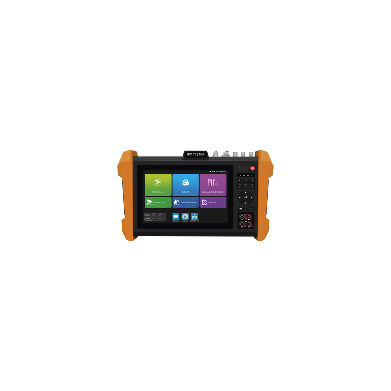 Probador de Vídeo con Pantalla LCD de 7" para IP ONVIF / 8MP TVI + 8MP CVI + 8MP AHD + SDI/EXâ€SDI + Multímetro + Cable TDR / Prueba de Red de Fibra Óptica + Medidor de Distancia Laser + Cámara Integrada