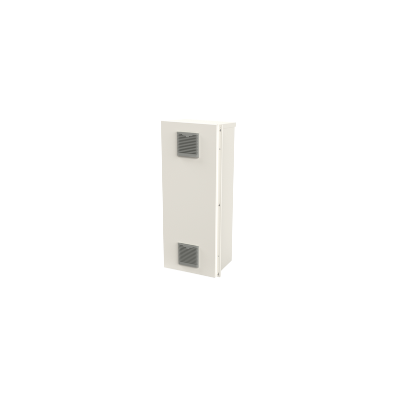 Gabinete Acero Galv. para 3 Bat. PL110D12. Puerta Ventilada. Acc. de piso o poste No incluidos (400 x 1060 x 300mm).