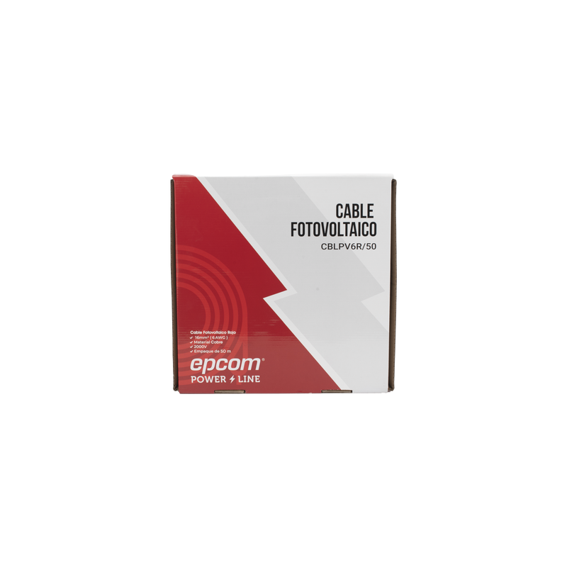 Cable Fotovoltaico Rojo 6 AWG 16mm2 Epcom 50m | Precio México - Envío Inmediato | LM Soluciones