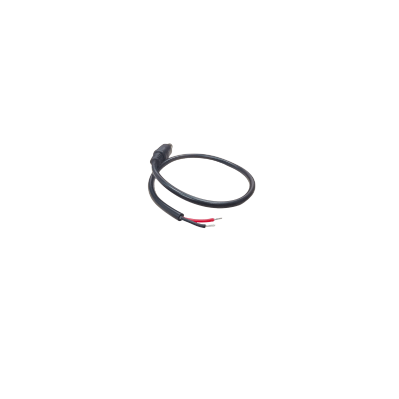 Cable con Conector Macho (Pigtail)  | Forro negro | Alimentación para Vcc con Puntas Libres / Polarizado / Largo 22 cm (8.66 Pulgadas) / Calibre 22AWG.