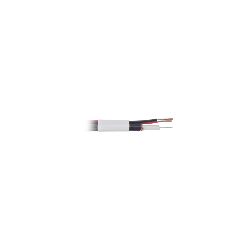 Bobina de cable coaxial RG59 de 150 m con 95% de cobre y 2 conductores calibre 18 para alimentación, para Aplicaciones de CCTV Color Blanco