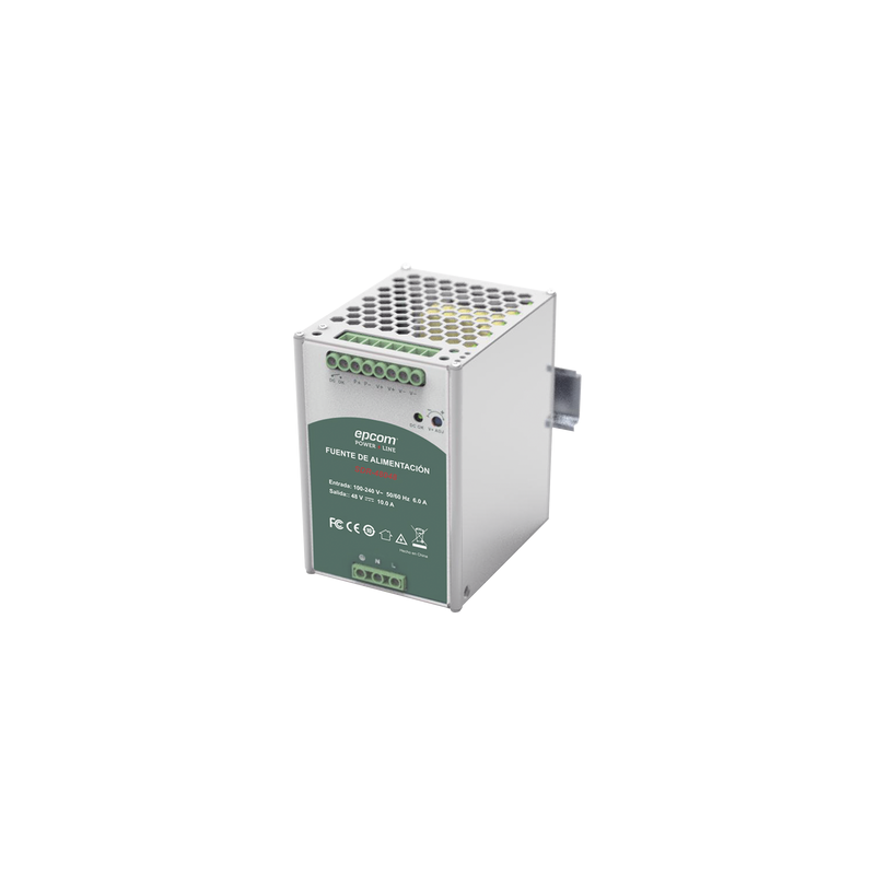 Fuente de Poder Industrial 48V 10A 480W EPCOM Riel Din | Precio México - Envío Inmediato | LM Soluciones