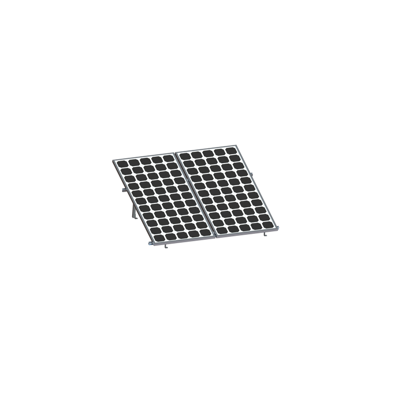 Montaje para 2 Paneles Solares, Riel "8" de 2700mm para Módulos con Espesor de 30-35mm, Velocidad de Viento Máx. 136km/h