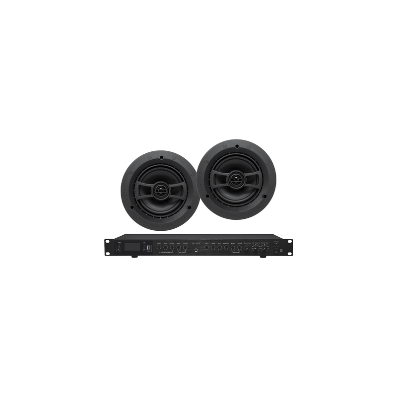 Amplificador de Audio con 2 Bocinas SP6 | 2 x 60W | Baja Impedancia 4 - 8Ω | Reproductor Bluetooth, USB, SD | Efectos Integrados Delay, Echo, Repeat