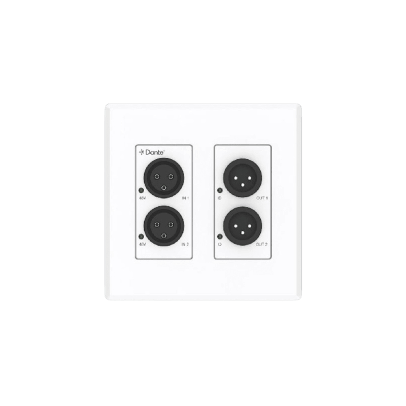 Extensor de Audio Analógico XLR a Dante® | 2 Entradas y 2 Salidas | Conversión Digital de Audio | PoE IEEE 802.3af | Phantom Power 48V | Latencia Configurable 1-5ms | Rango Dinámico >90dB