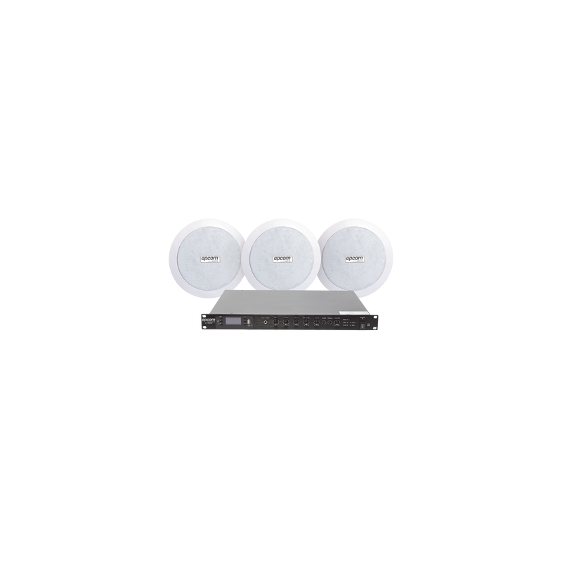 KIT de Amplificador de 120W para Rack SF120DTB | 3 Altavoces de Plafón de 5.5in SF-206P | 3.75 - 30W | Sistema 70/100V