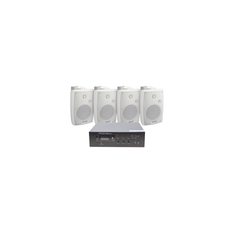 Kit Amplificador 120W EPCOM PROAUDIO 4 Altavoces Pared Blanc