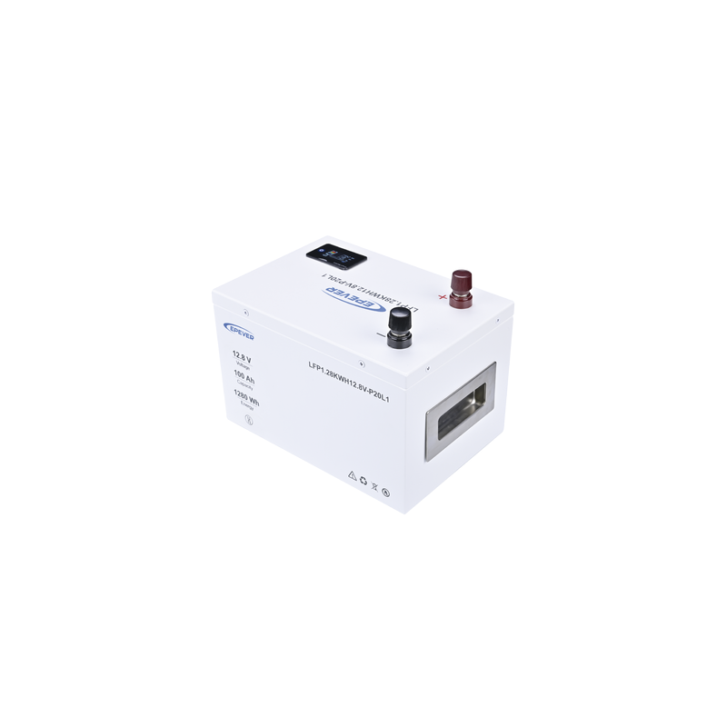 Batería de Litio LiFePO4 12.8Vcc, 100Ah, 1.28KwH, Pantalla LCD para Monitoreo Local, Carcasa Metálica