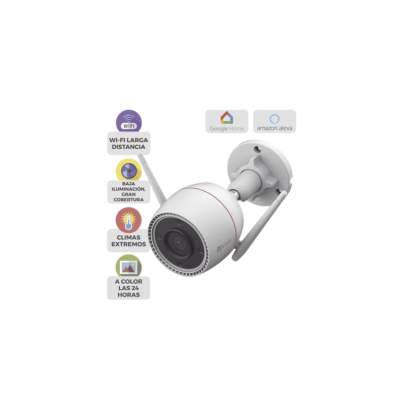 Cámara Bala IP / 5 Megapixel (3K) / Wi-Fi 2.4 GHz / IR 30 m (98.4 ft) / Visión Nocturna Color / IP67 / Audio Bidireccional / Alarma Luz y Sirena