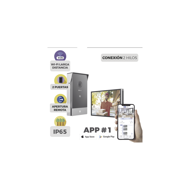 Videoportero IP EZVIZ CS-HP7 Wi-Fi 2 Hilos | Precio México - Envío Inmediato | LM Soluciones