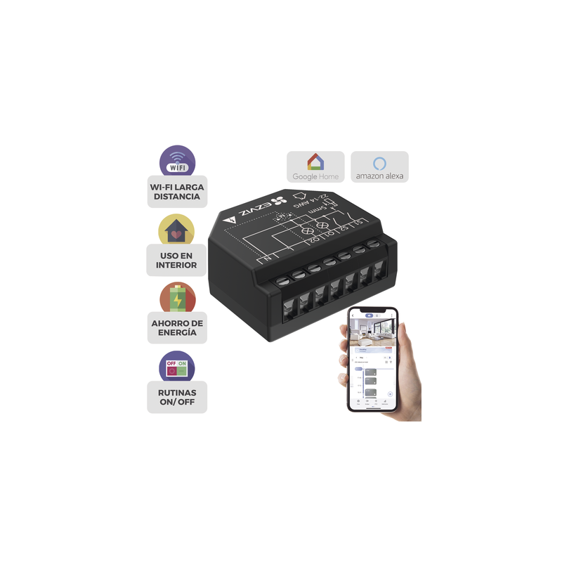 Relevador Wi-Fi  Inteligente / 2 Salidas Para 2 Apagadores / Ideal Para Control de Iluminación / Control Remoto / Horarios Personalizados / Registro de Consumo / 110-240VCA 