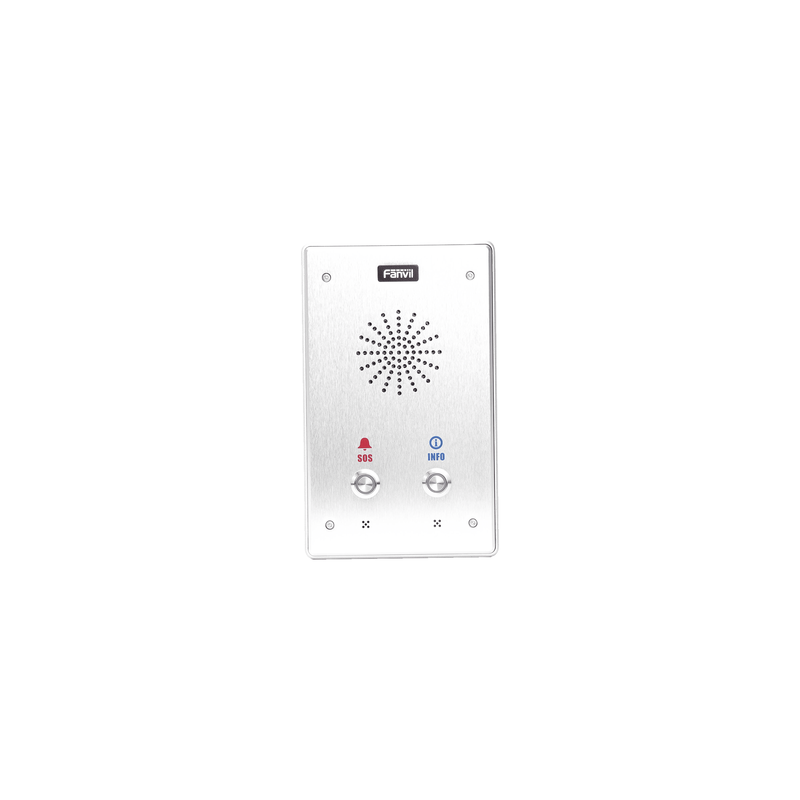 Intercomunicador IP, 2 líneas SIP, 2 relevadores con 2 botónes para llamada, anti-vandálico, IP65 e IK10, PoE