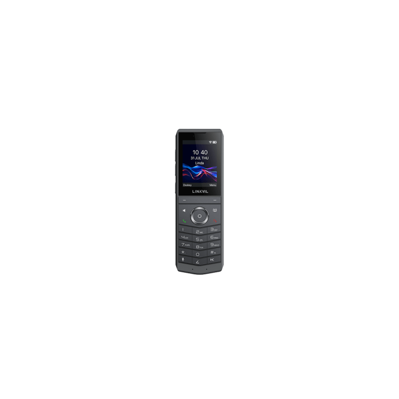 Teléfono IP Wi-Fi Portátil / Pantalla Color 2.4" 240x320 / Wi-Fi 6 Dual-Banda / Bluetooth 5.0 / Batería 3000mAh 13h Talk / Video H.264 4CIF / Resistencia Caídas 1.8m (5.9 ft) / Conferencia 6 Vías / USB Type-C