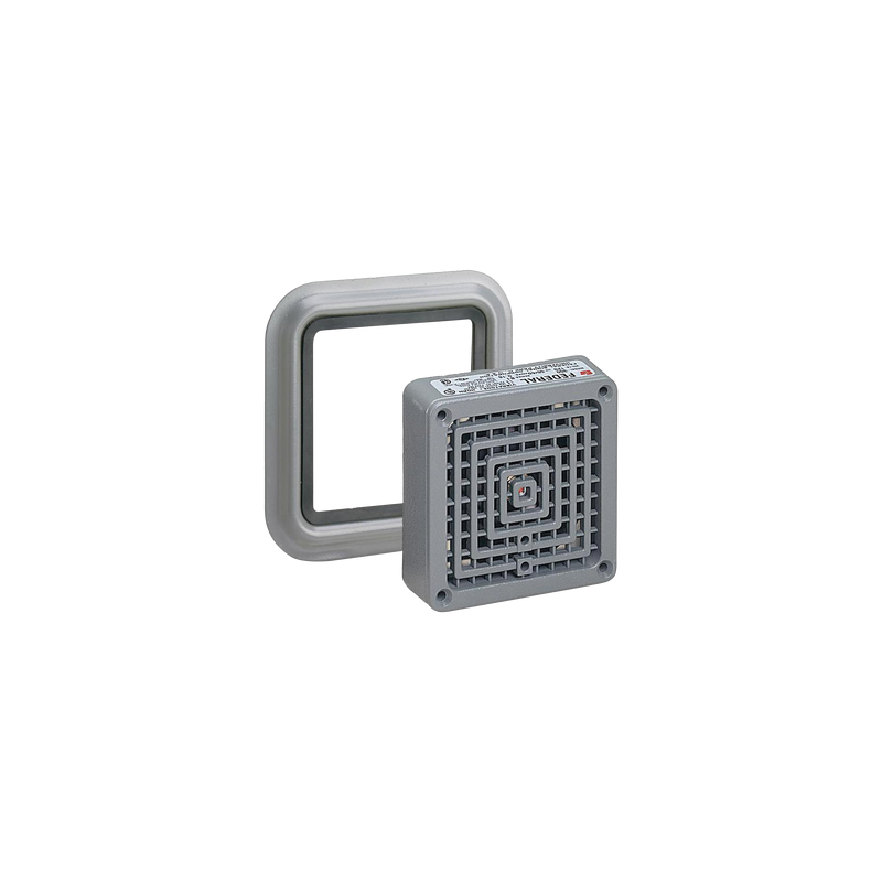 Bocina Vibratone® con placa de ajuste de hasta 110 dB, Listado por UL y cUL, 24 VCA, Color Gris