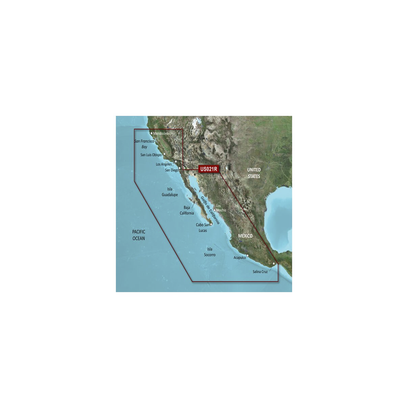 Mapa Garmin VUS021R US, Mendocino, Salina Cruz y costas mexi