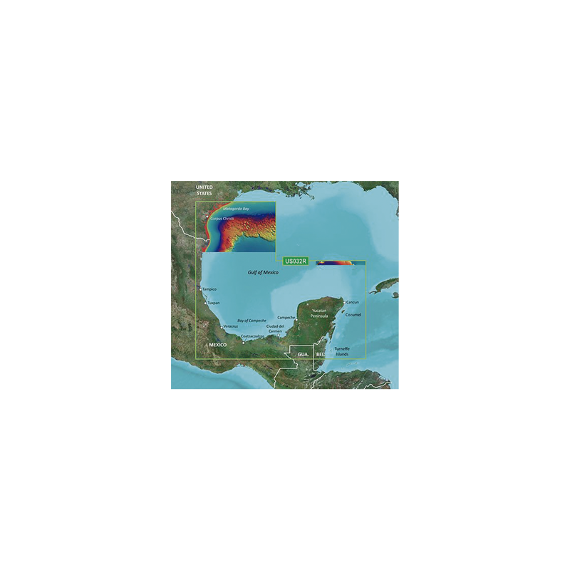 Mapa Garmin VUS032R Sur del Golfo de México | Precio México - Envío Inmediato | LM Soluciones
