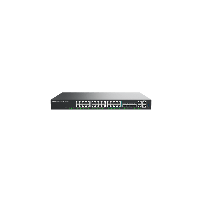 Router Todo-en-Uno GCC6021 con PBX de 50 Extensiones + Firewall + VPN + Switch de 16 Puertos GbE + 4x SFP+ 10 GbE y 8x 2.5 GbE / Gestión en la Nube con GDMS