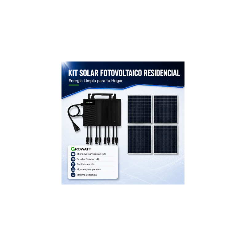 Kit Solar Interconexion  / 2.5kW  220Vca / Microinversores Growatt / Montaje Incluido  