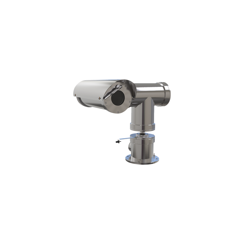 Camara IP PTZ  antiexplosion 2MP, 32X, IP68, WiseStream II / con wiper / acero inoxidable / conexion de fibra optica 