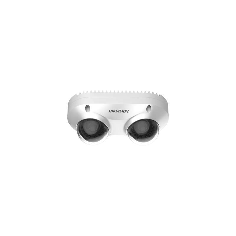 PanoVu Series / Lente Dual de 5 Megapixel / 2 Lentes Fijos de 2.8 mm / Recomendado para Pasillos o Esquinas / IP67 / IK10 / PoE / WDR 120 dB / 10 mts IR / Entrada y Salida de Audio y Alarma / MicroSD