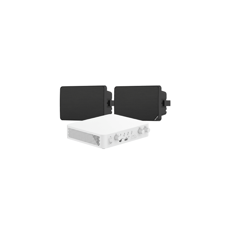 Kit de Audio | 70/100V | 2 Altavoces de pared | Bluetooth | Color Negro | Hik-Connect 