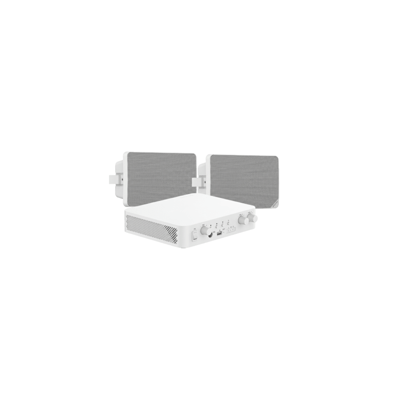 Kit de Audio | 70/100V | 2 Altavoces de pared | Bluetooth | Color Blanco | Hik-Connect 