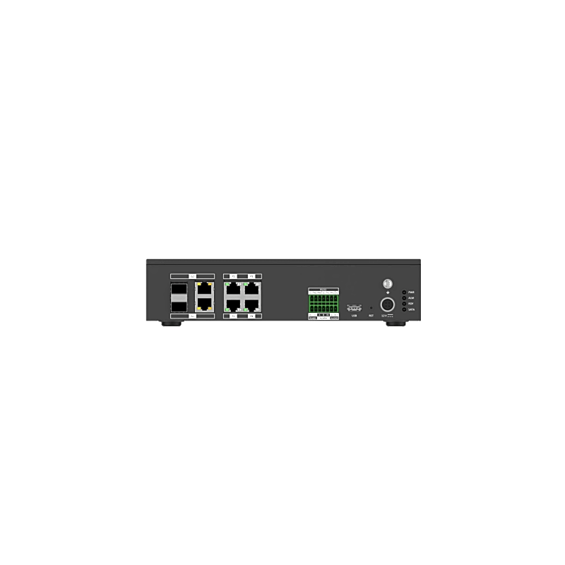 Terminal Server para Tráfico Inteligente / 8 Canales Hasta 20MP / 8TB HDD / 4 Puertos Ethernet 100M + 2 Puertos Gigabit / Exterior IP67 / Protocolos H.264-H.265 / Gestión de Tráfico y Video