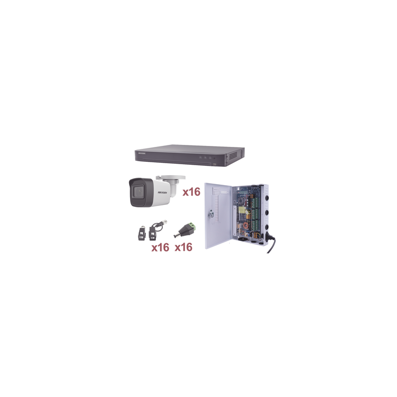 Kit TurboHD HIKVISION 1080p DVR 16 Canales 16 Cámaras Bala | Precio México - Envío Inmediato | LM Soluciones