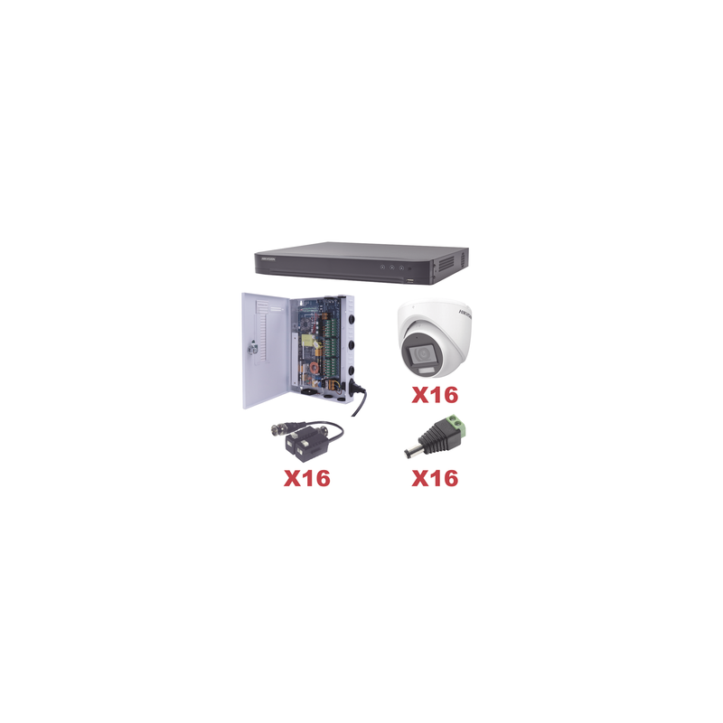 Kit TurboHD 1080p DVR 16 Canales 16 Cámaras Turret HIKVISION | Precio México - Envío Inmediato | LM Soluciones
