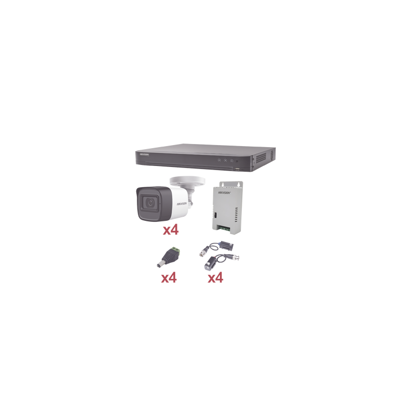 Kit TurboHD 1080p Hikvision 4 Cámaras Bala Profesional | Precio México - Envío Inmediato | LM Soluciones