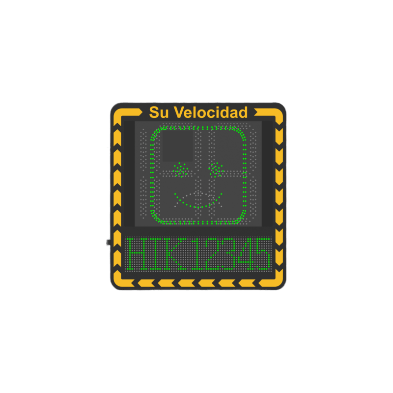 Display LED para Control de Velocidad Exterior / Distancia Visible de 100 m / LED de Alta Luminosidad y Bajo Consumo / Visualización de Velocidad con Código de Colores / IP66 / Conectividad Wi-Fi y Ethernet / Compatible con TCP/IP, HTTP, DHC
