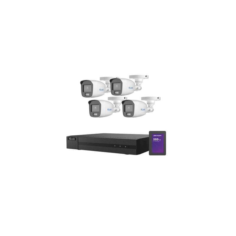Kit TurboHD HiLook 1080p 4 Cámaras ColorVu SSD | LM Solucion | Precio México - Envío Inmediato | LM Soluciones