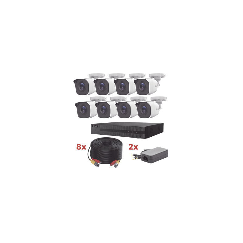 Kit TurboHD DVR 8 Canales 1080p Lite HiLook + 8 Cámaras Bala | Precio México - Envío Inmediato | LM Soluciones