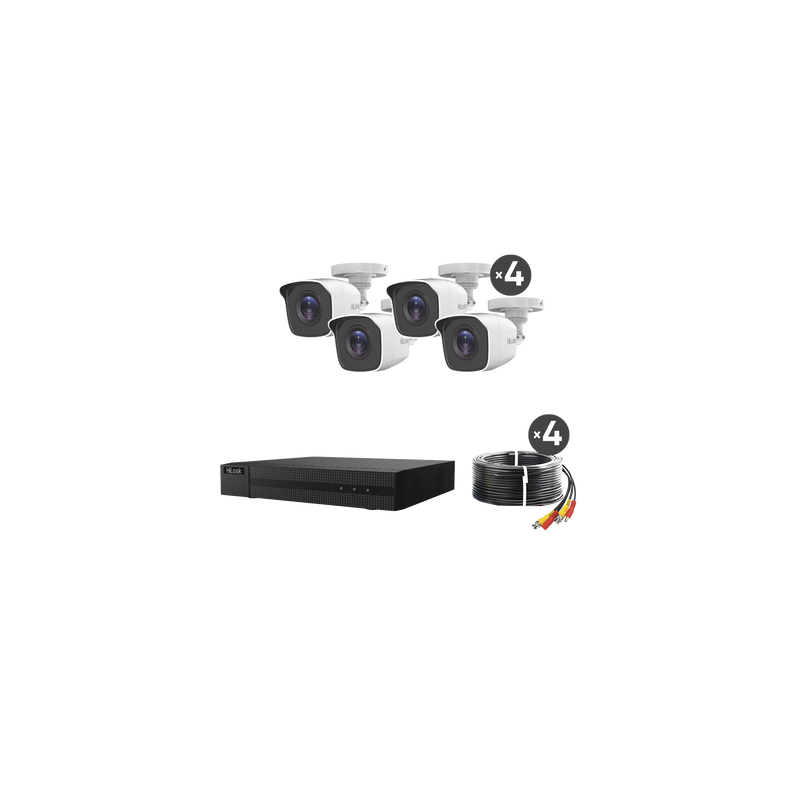 Kit TurboHD 1080p DVR 4 Canales 4 Cámaras Bala HiLook | Precio México - Envío Inmediato | LM Soluciones