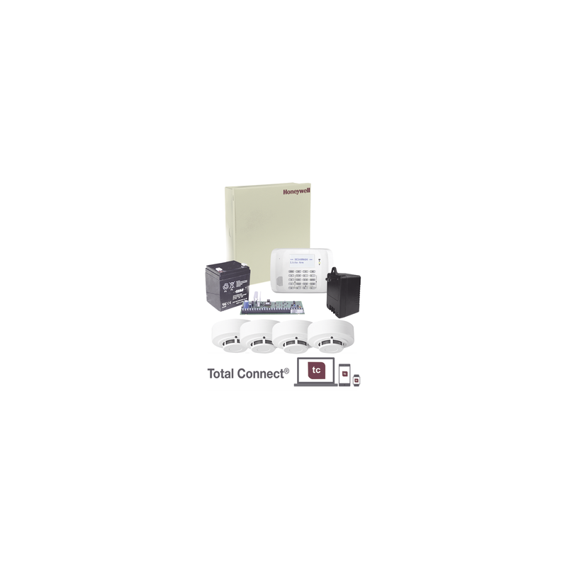 Kit Alarma VISTA48LA Honeywell con 4 Sensores de Humo